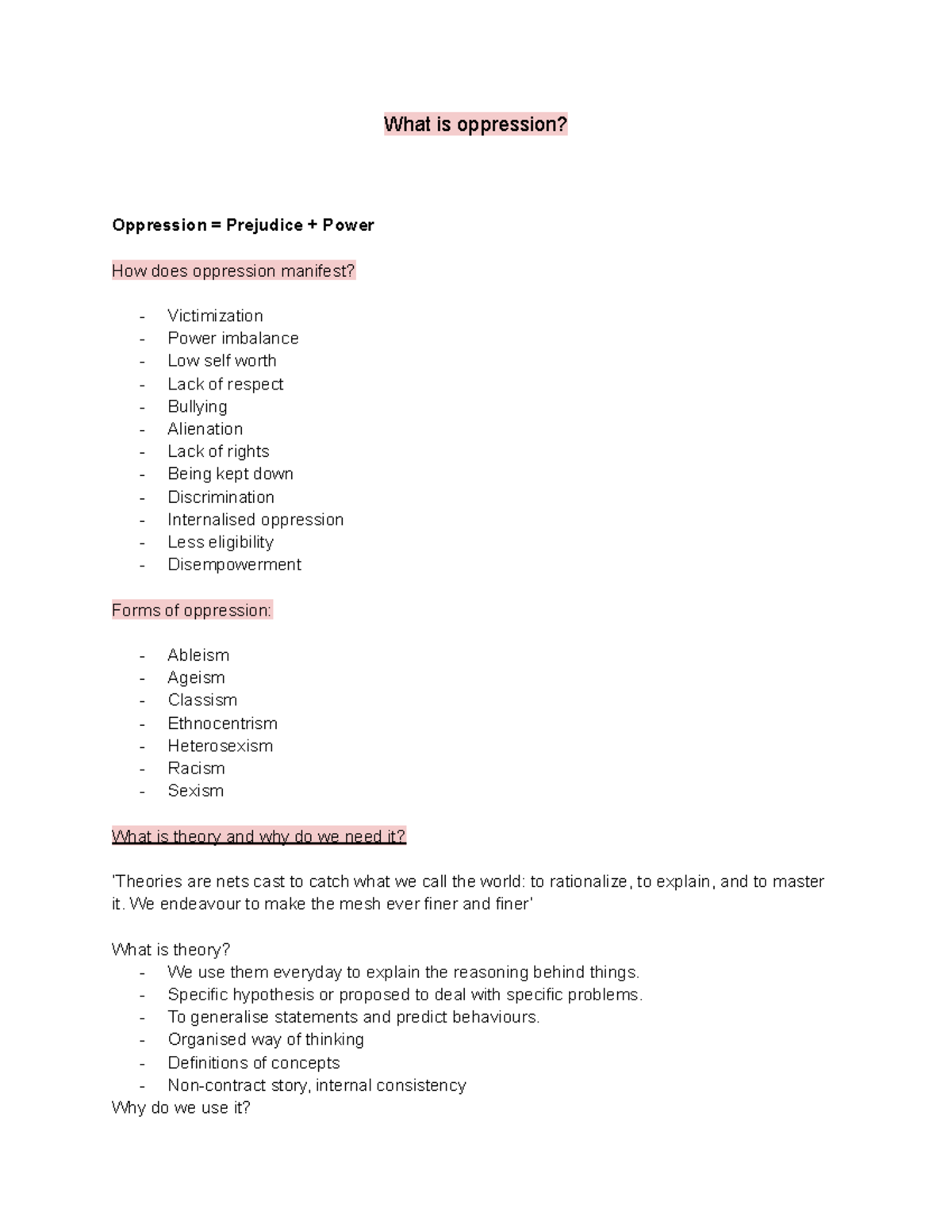Anti opressive practices 8 - What is oppression? Oppression = Prejudice ...