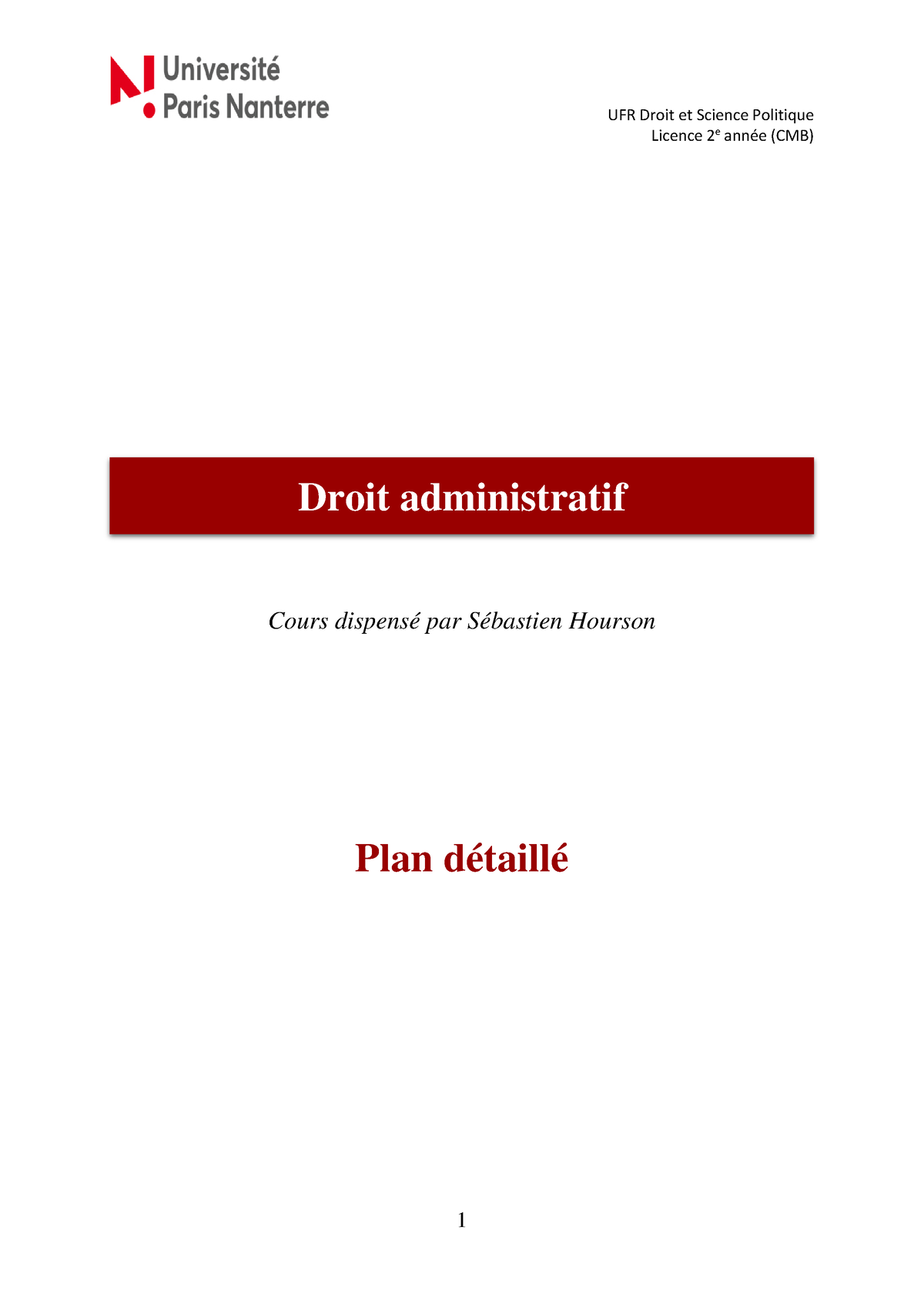 Droit Administratif (Plan D Ã©taill Ã©) - Licence 2e Année (CMB) Droit ...