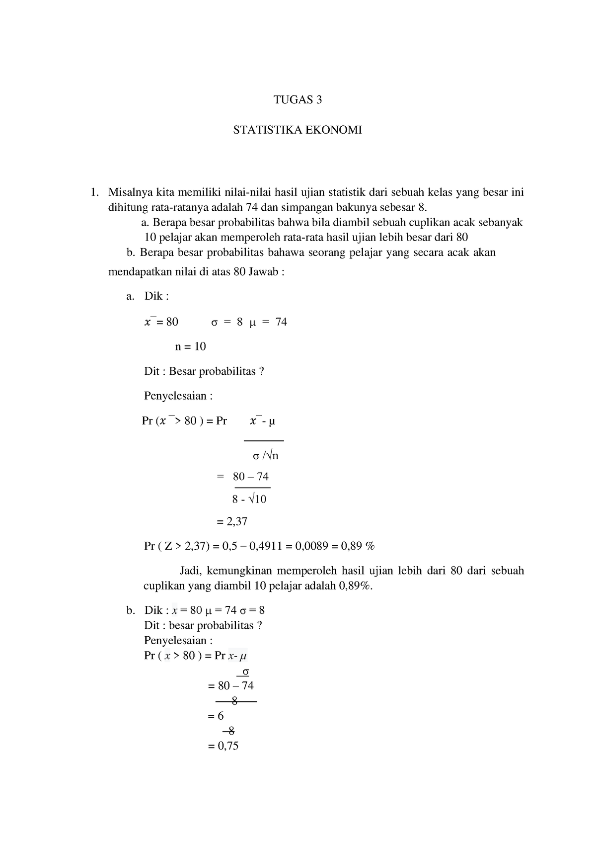 Tugas 3 ESPA4123 Statistika Ekonomi - TUGAS 3 STATISTIKA EKONOMI ...