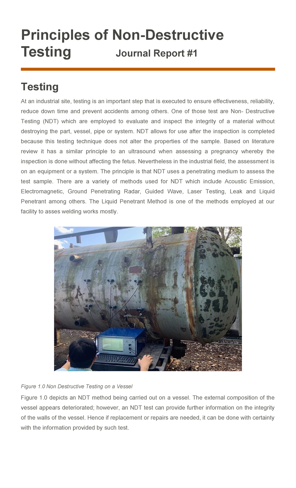 NDT Journal Report 1 - Principles of Non-Destructive Testing Journal ...