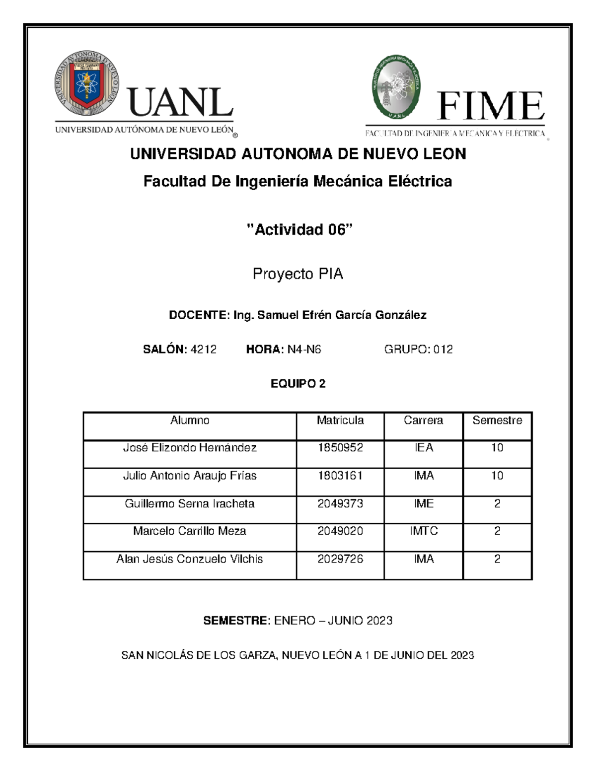 A012 A06 Equipo 2 - actividades - UNIVERSIDAD AUTONOMA DE NUEVO LEON ...