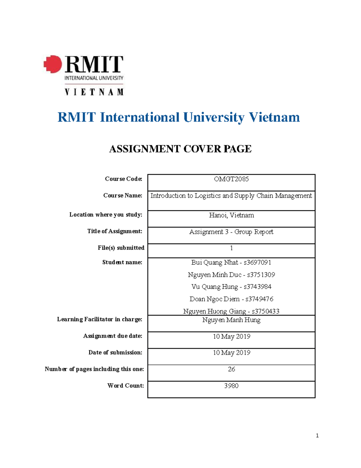 OMGT2085 - Group 4 - Assignment 3 (Group Report) - DHL Pharmaceutical ...
