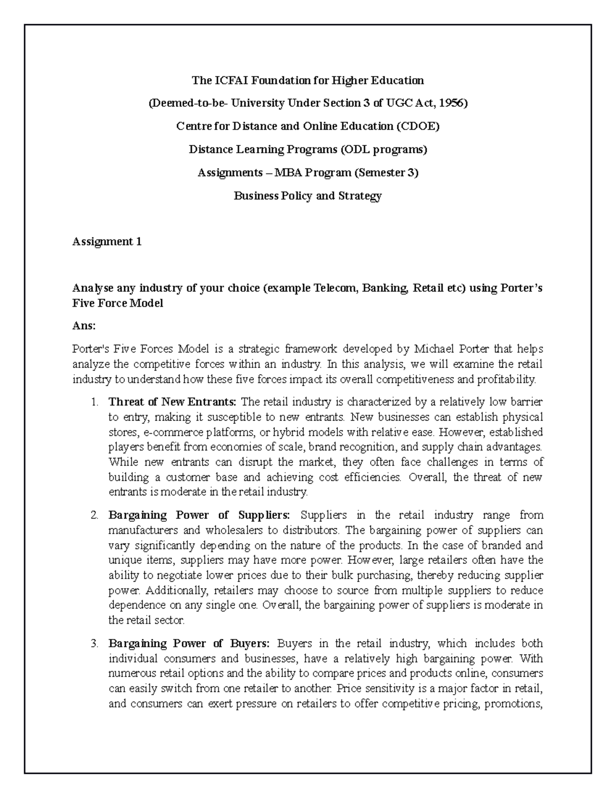 Icfai Business Policy and Strategy - The ICFAI Foundation for Higher ...
