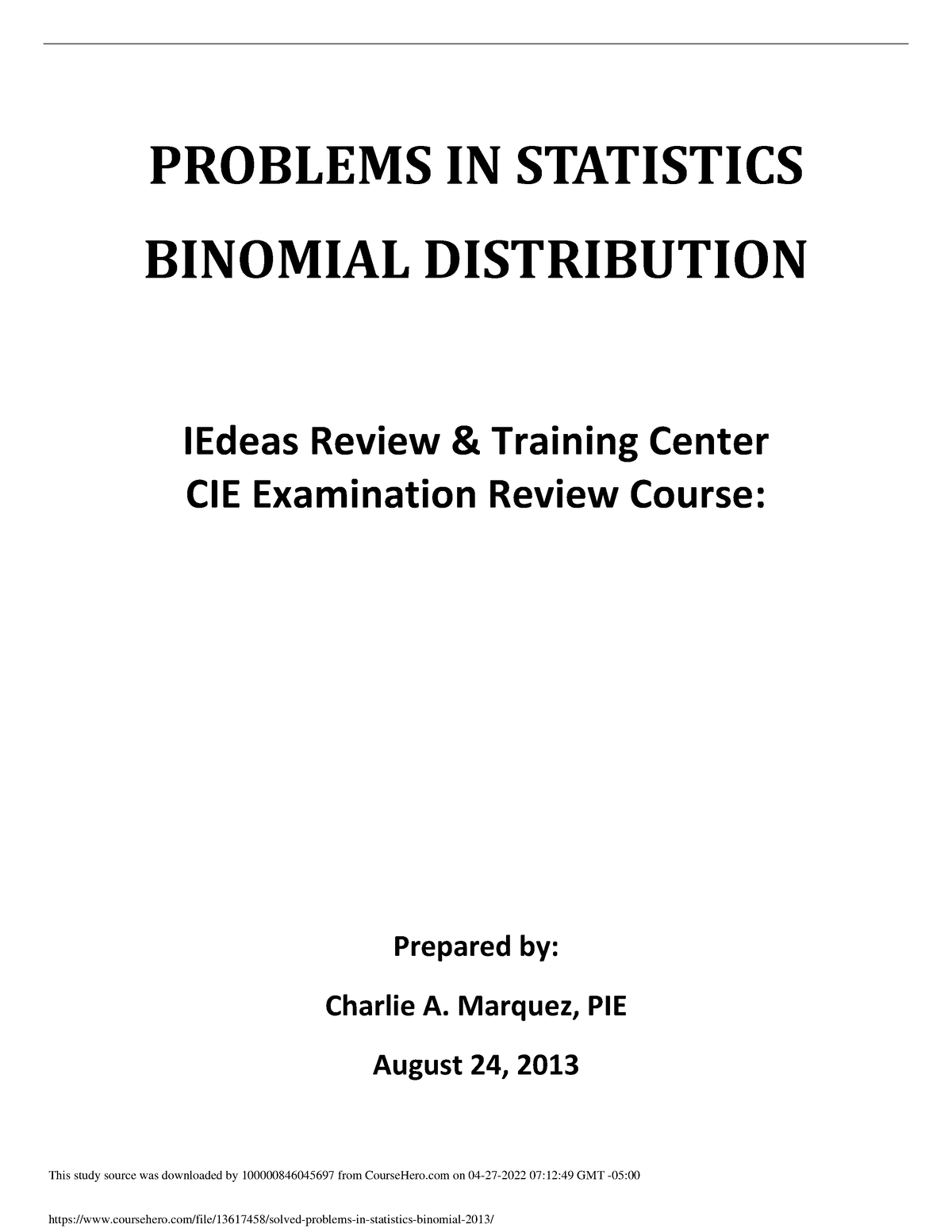 Lecture About Binomial Distribution for Engineering Economy