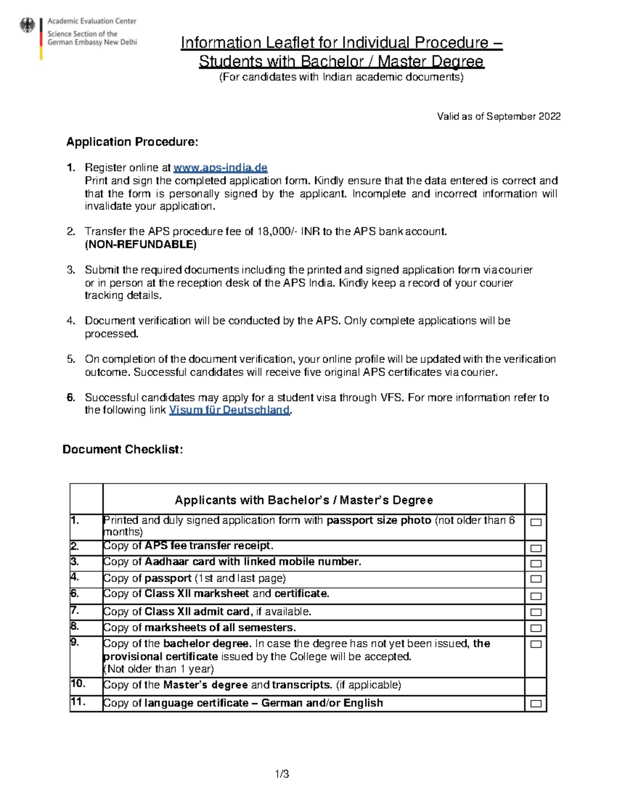 Master - APS Checklist - 3tm3t3ntklqjkeklqnfkqnf - Information Leaflet ...