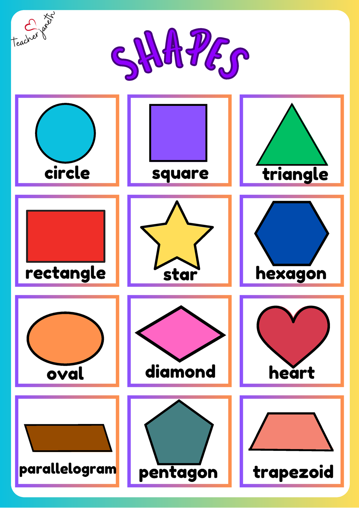 Educational Charts - preschool education - square S H A PE S S H A PE S ...