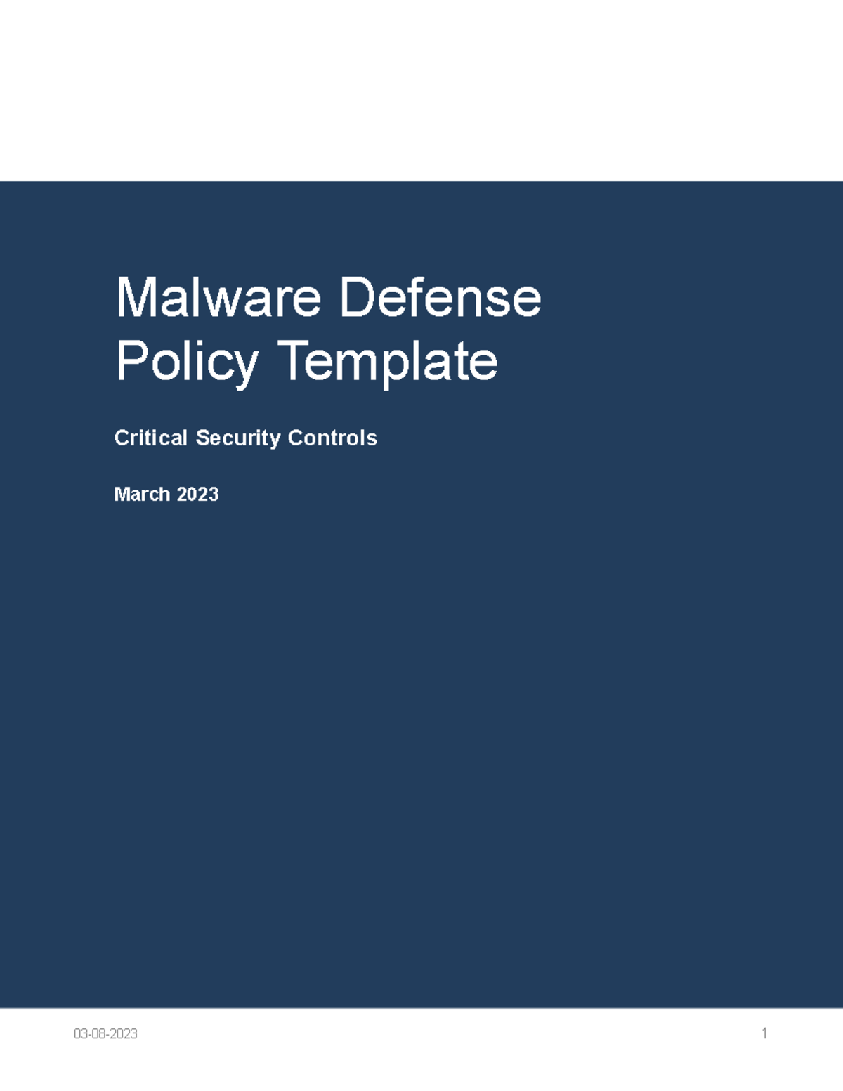 Malware Defense Policy Template for CIS Control 10 - Malware Defense ...