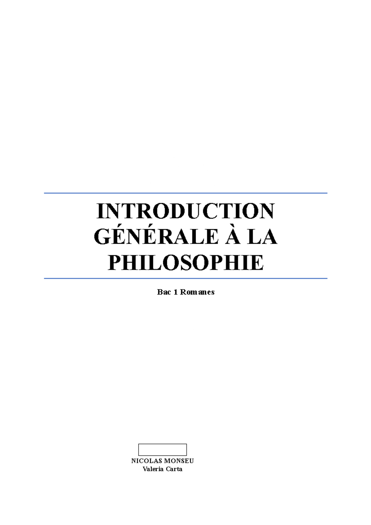 Introduction Générale à La Philosophie - INTRODUCTION GÉNÉRALE À LA ...