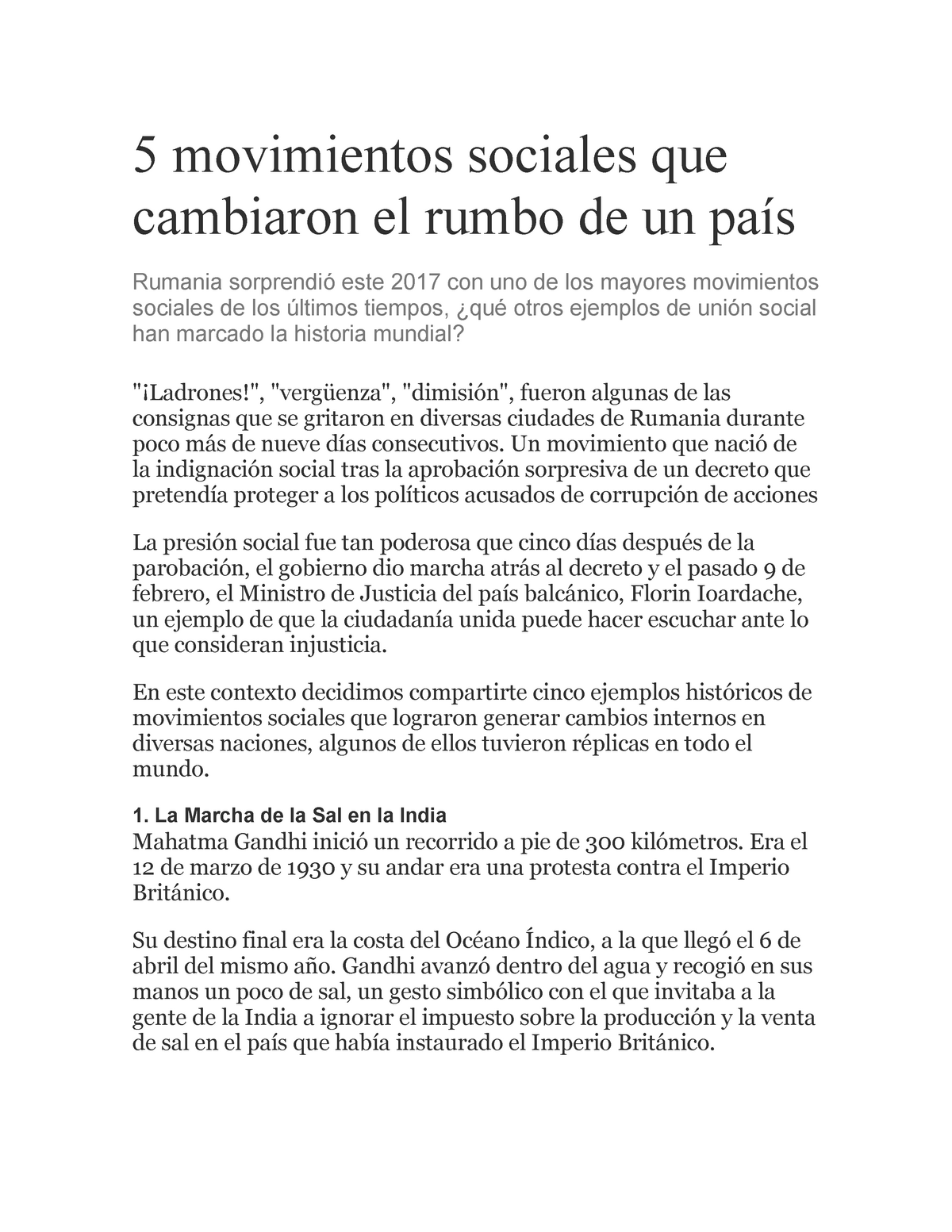 5 Movimientos Sociales Que Cambiaron El Rumbo De Un País - 5 ...