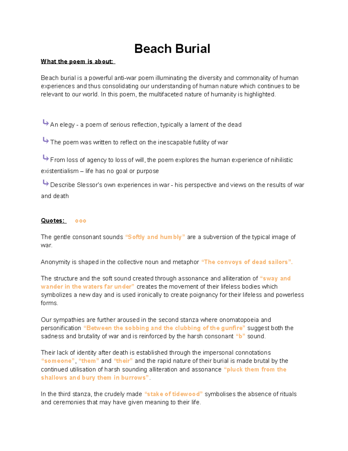 slessor HSC paper 1 notes Beach Burial What the poem is about Beach burial is a slessor HSC paper 1 notes Beach Burial What the poem is about Beach burial is a