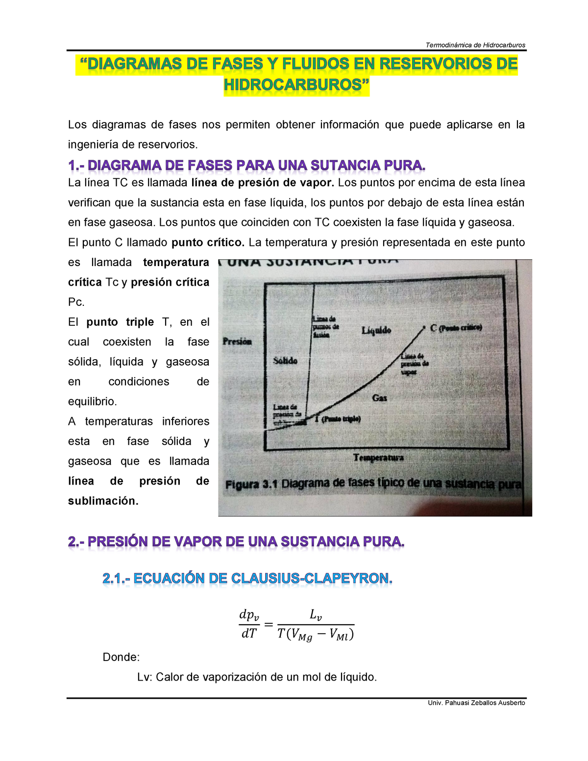 Diagrama De Fases Y Fluidos En Reservorios De Hidrocarburos Termodinámica De Hidrocarburos Los 0233