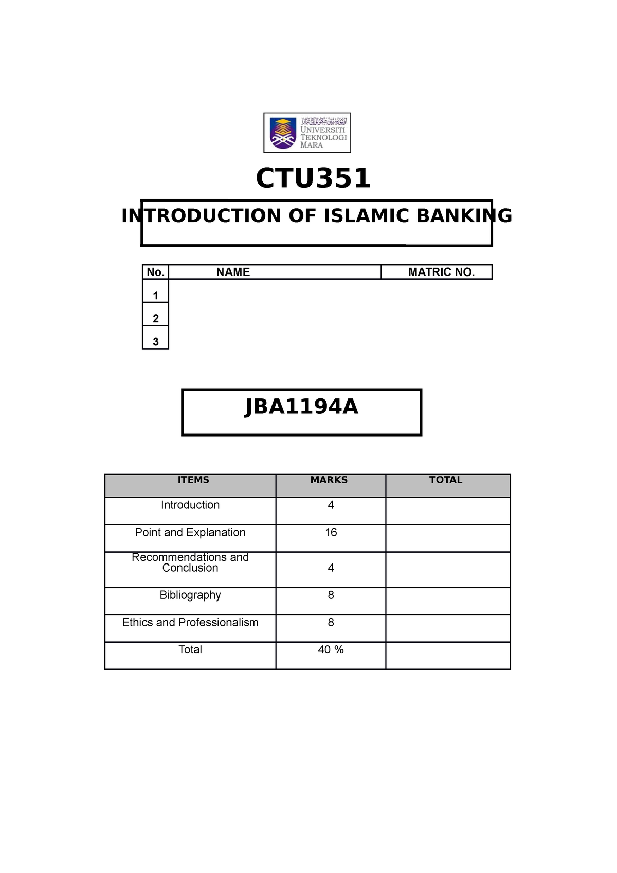 islamic banking assignment