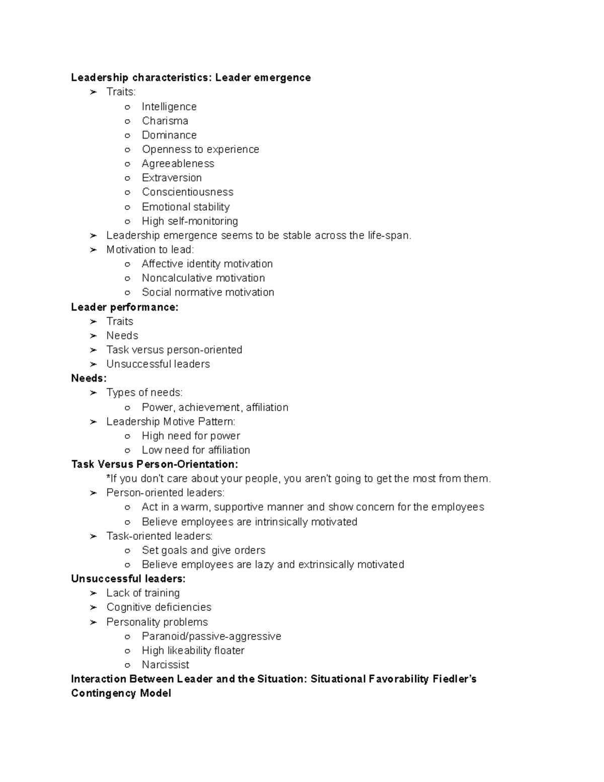 Chapter 12 - Leadership - Leadership characteristics: Leader emergence ...