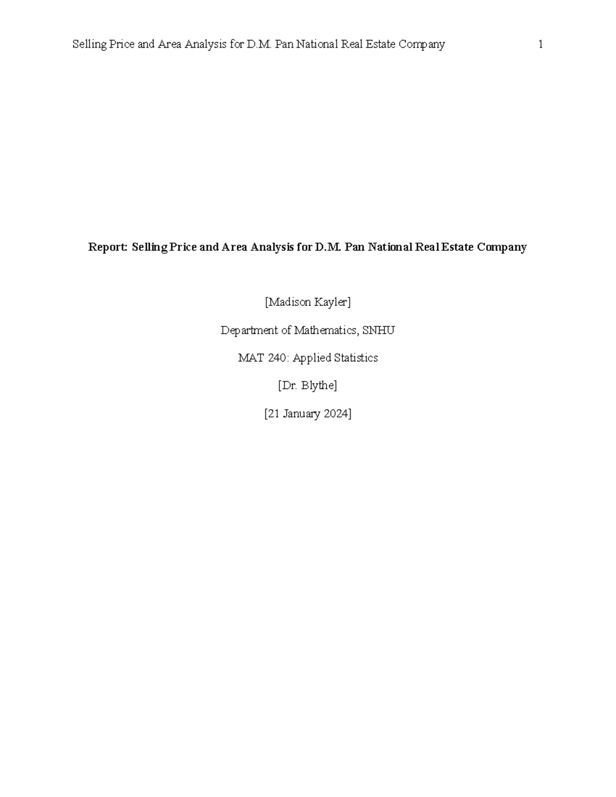 mat 240 3 3 assignment real estate analysis part ii