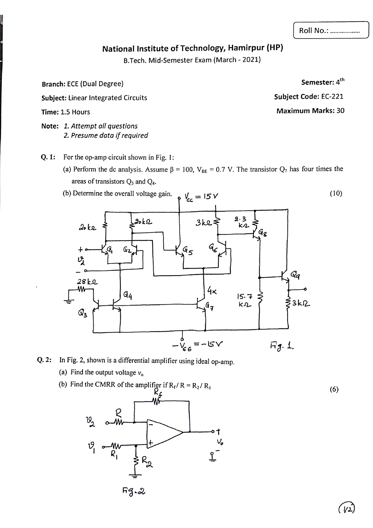 Question Paper 9 Mar 2021 - Basic Electronics - Studocu