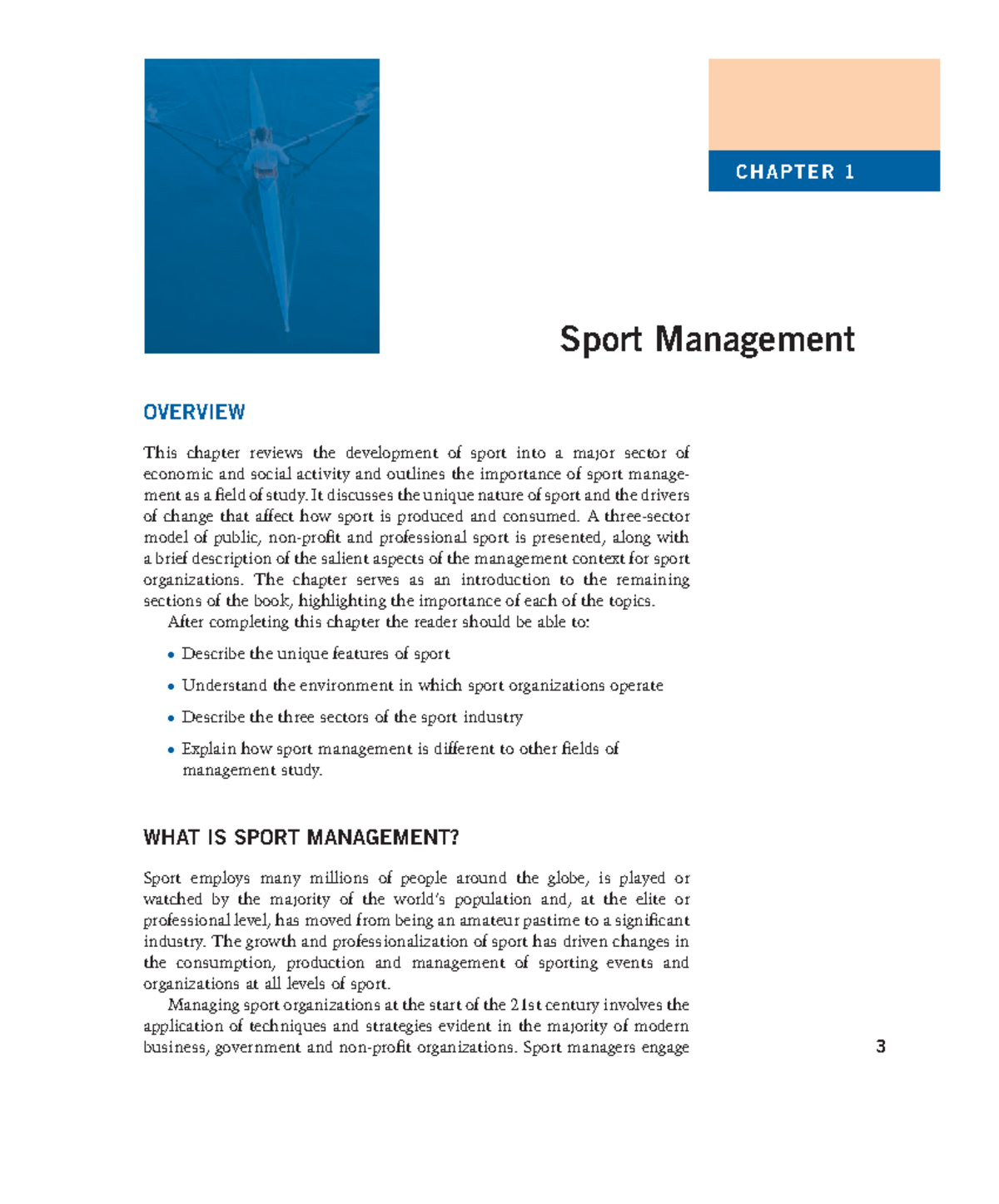 Sports mgmt C H A P T E R 1 Sport Management OVERVIEW This chapter