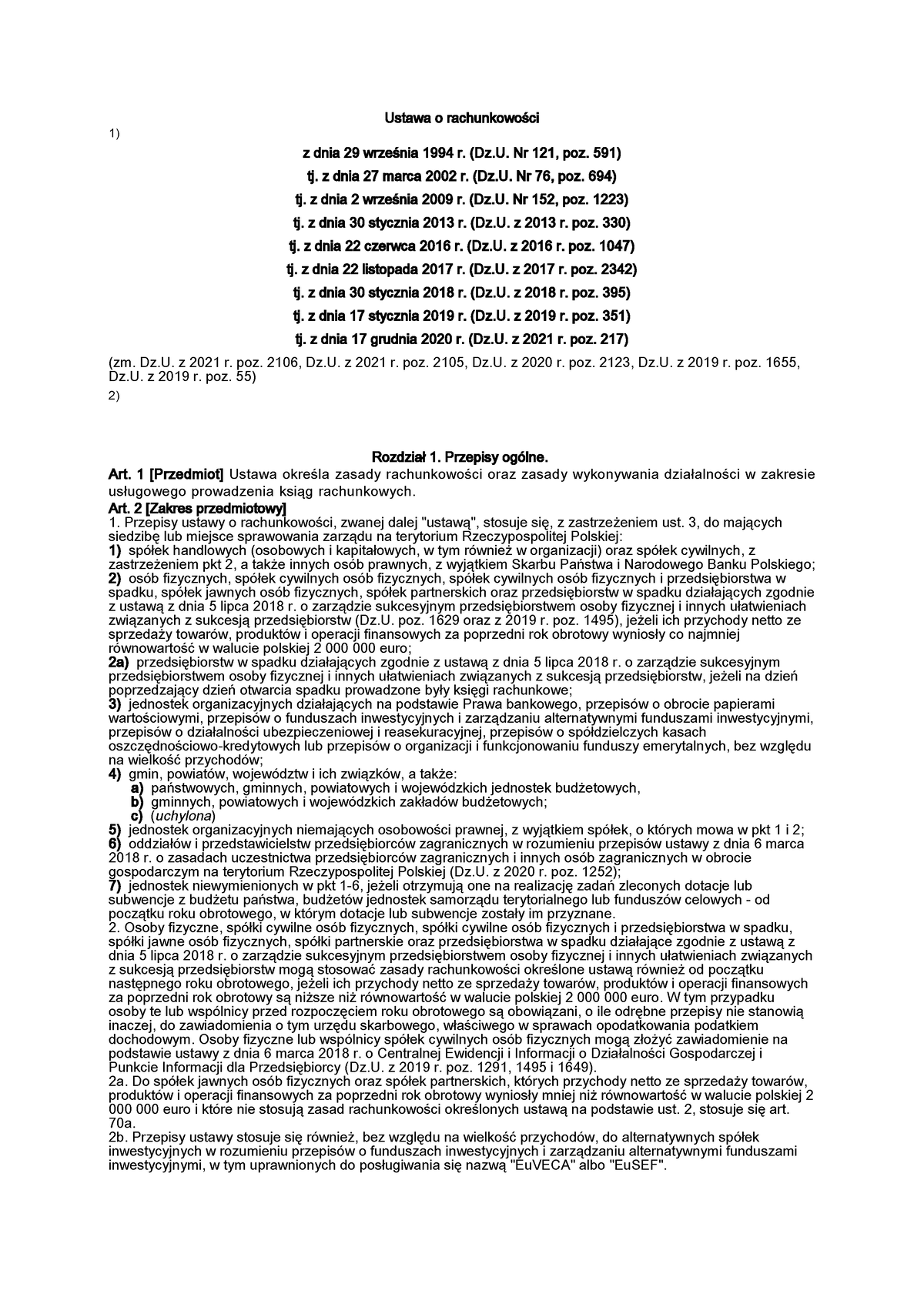 Rachunkowość - Finanse Publizne - Ustawa O Rachunkowo[ci 1) Z Dnia 29 ...