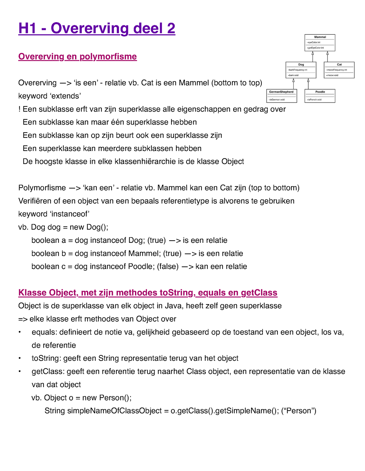 Samenvatting OOSD 2 - H1 - Overerving Deel 2 Overerving En Polymorfisme ...