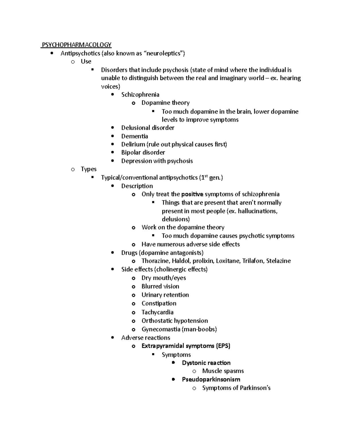 Psychopharmacology - NURS358 - Snyder - PSYCHOPHARMACOLOGY ...