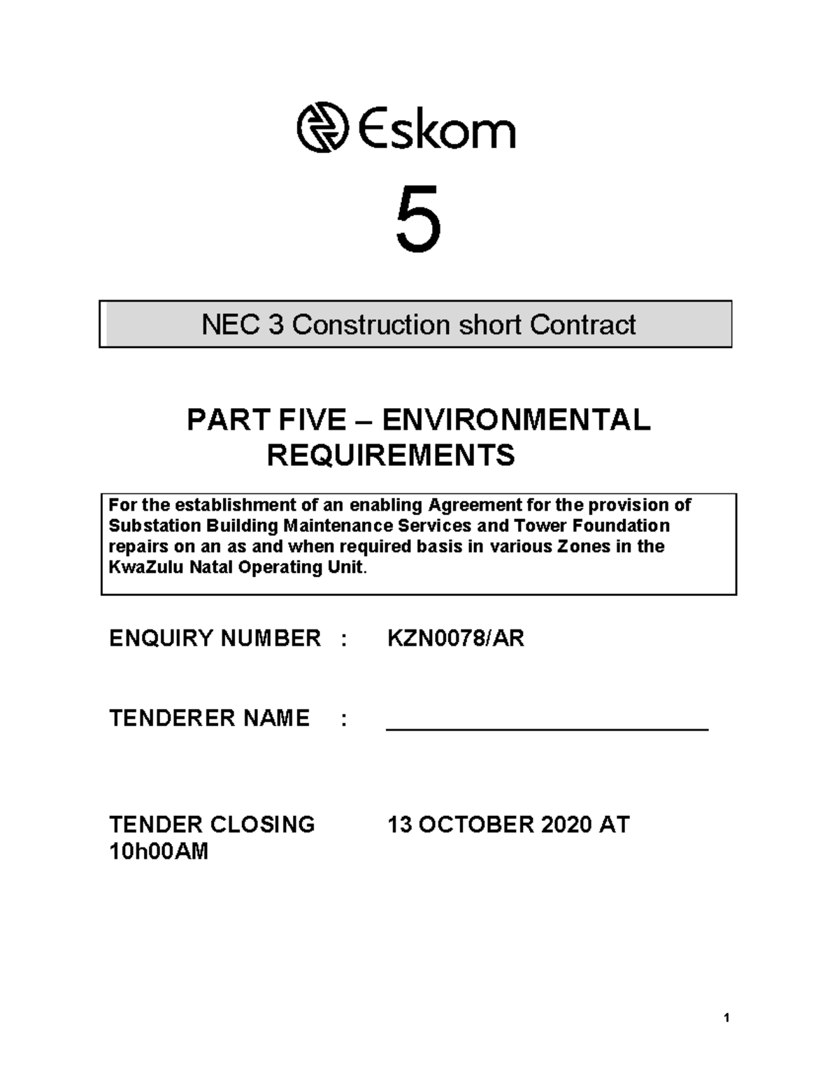 Part 5 - Environmental 8 - 5 NEC 3 Construction short Contract PART ...