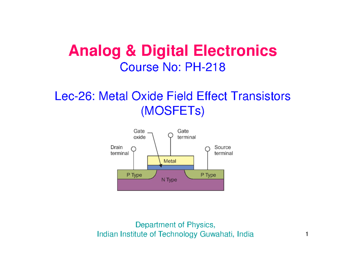 Mosfet Analog & Digital Electronics Course No PH Lec26 Metal