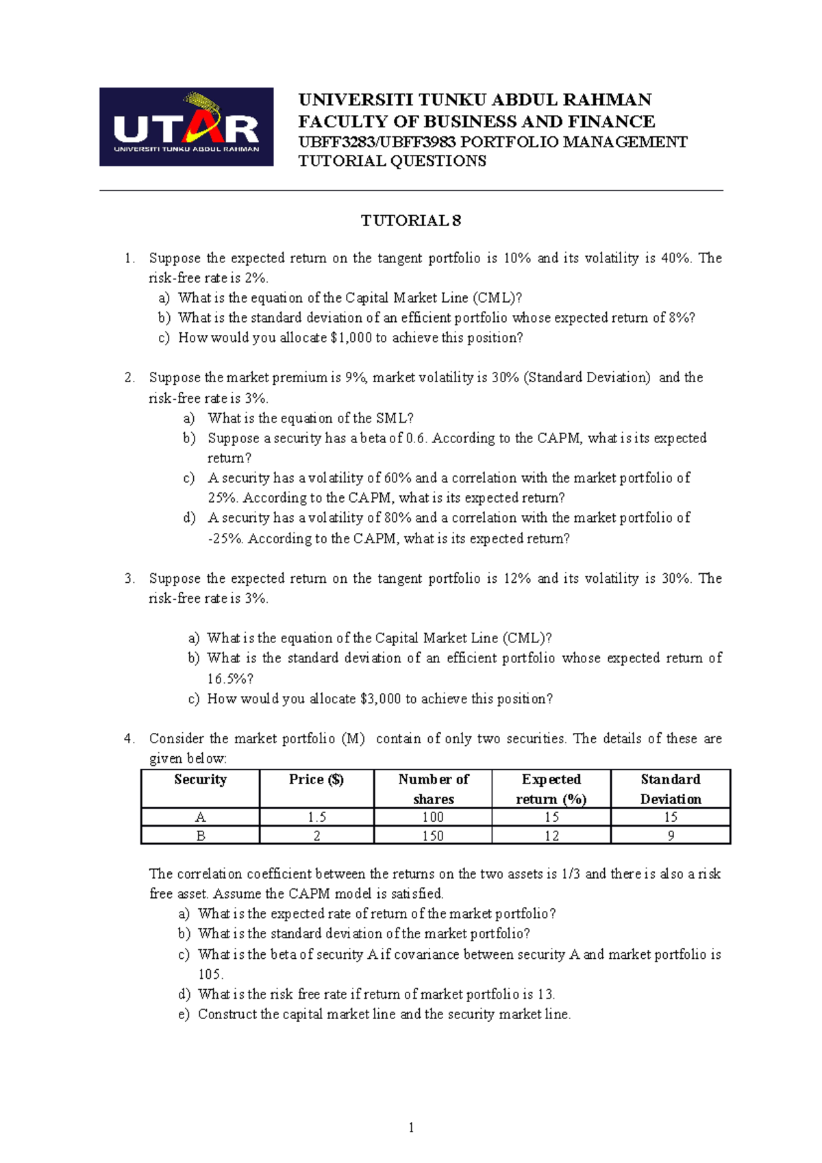 Tutorial 8 Question Universiti Tunku Abdul Rahman Faculty Of Business And Finance Studocu Tutorial 8 Question Universiti Tunku Abdul Rahman Faculty Of Business And Finance Studocu