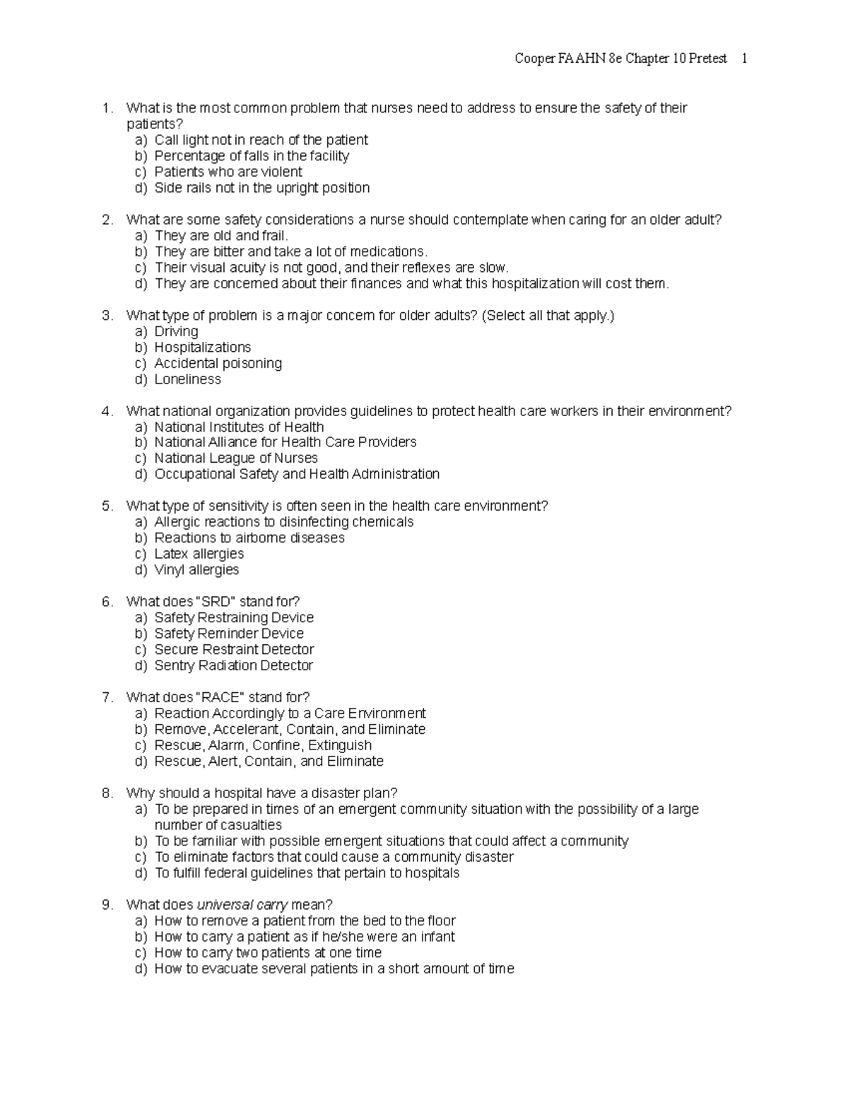 Chapter 010 - Cooper FAAHN 8e Chapter 10 Pretest 1 What Is The Most ...