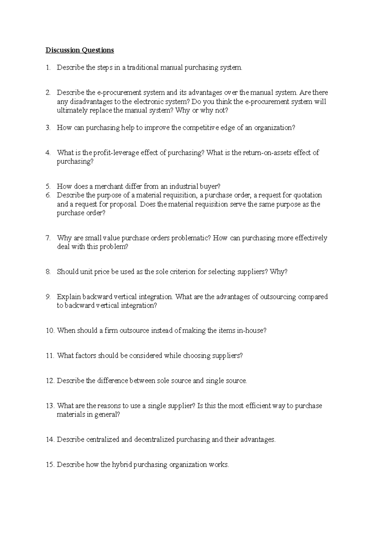 Chapter 2 Questions on supply chain management SMG470s - Discussion ...