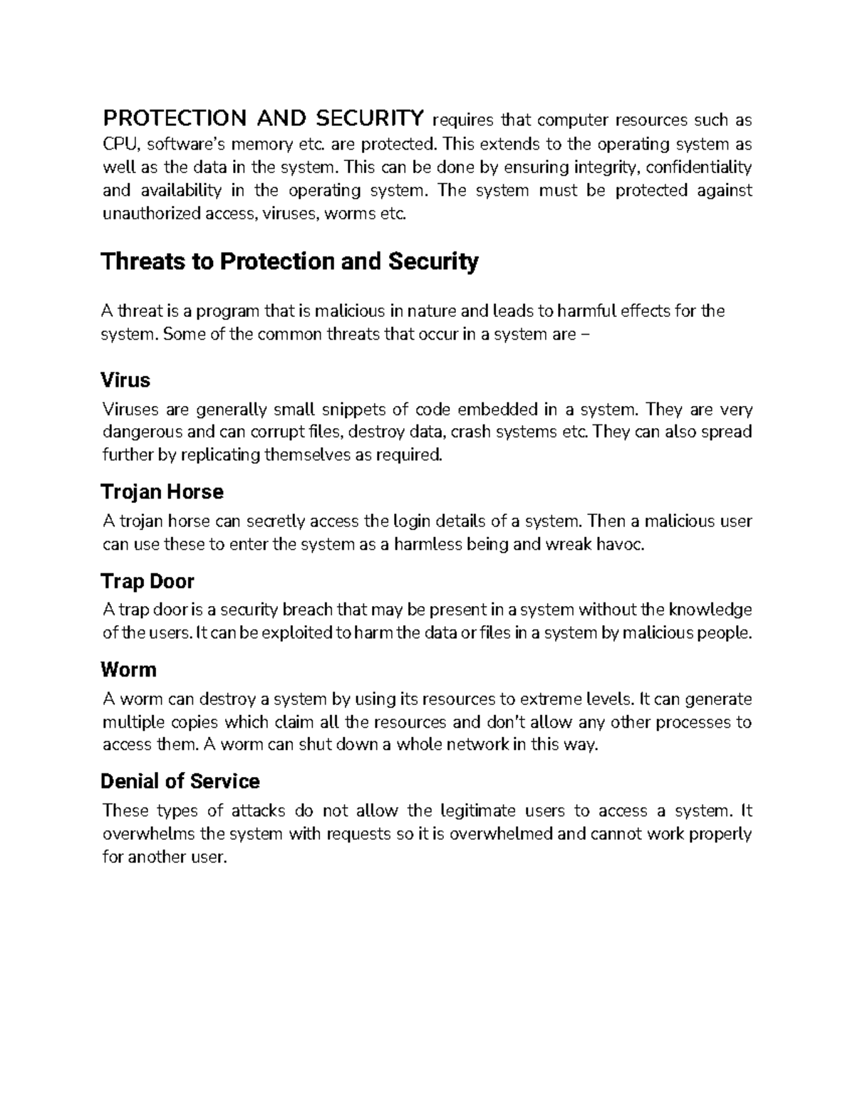 Protection and Security in OP - PROTECTION AND SECURITY requires that ...