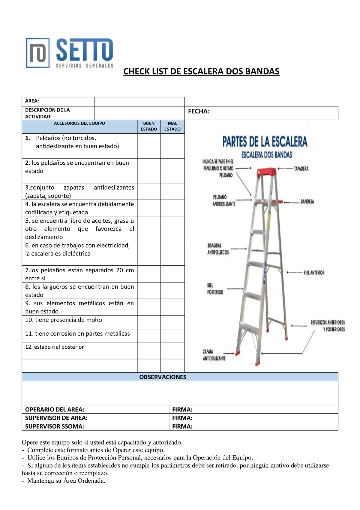 Check List Escaleras