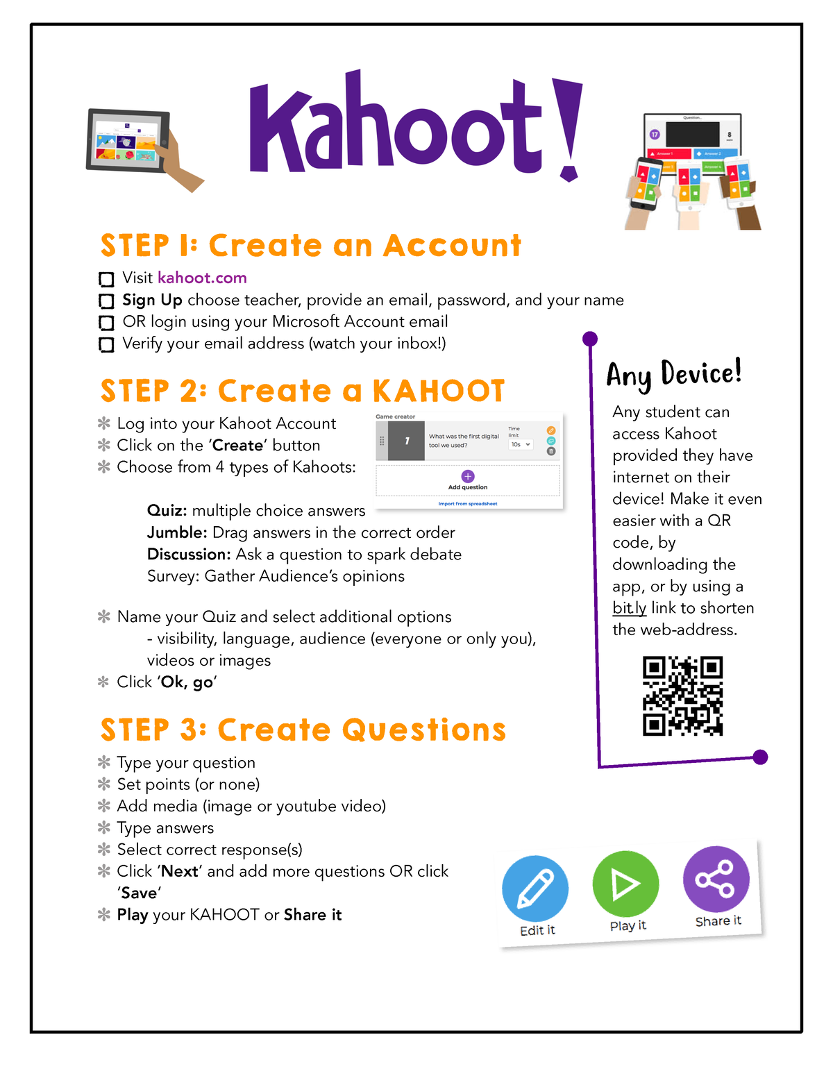 Kahoot-Instructions - Good - STEP 1: Create An Account Visit Kahoot ...