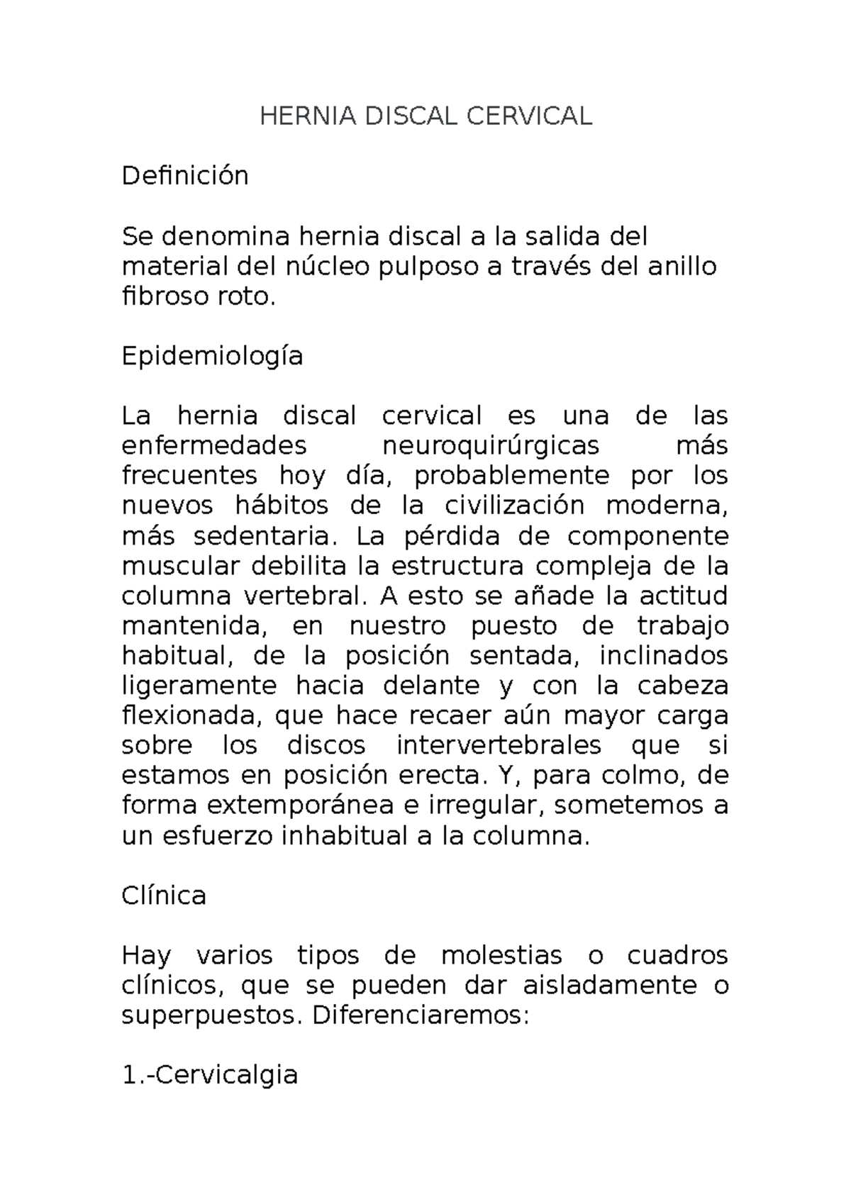 Hernia Discal Cervical Hernia Discal Cervical Definici N Se Denomina