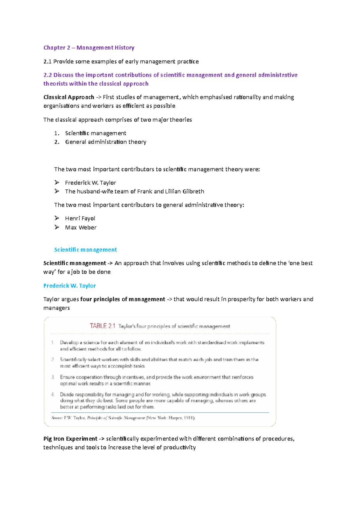 Chapter 2 - Summary - Chapter 2 Management Provide some examples of ...