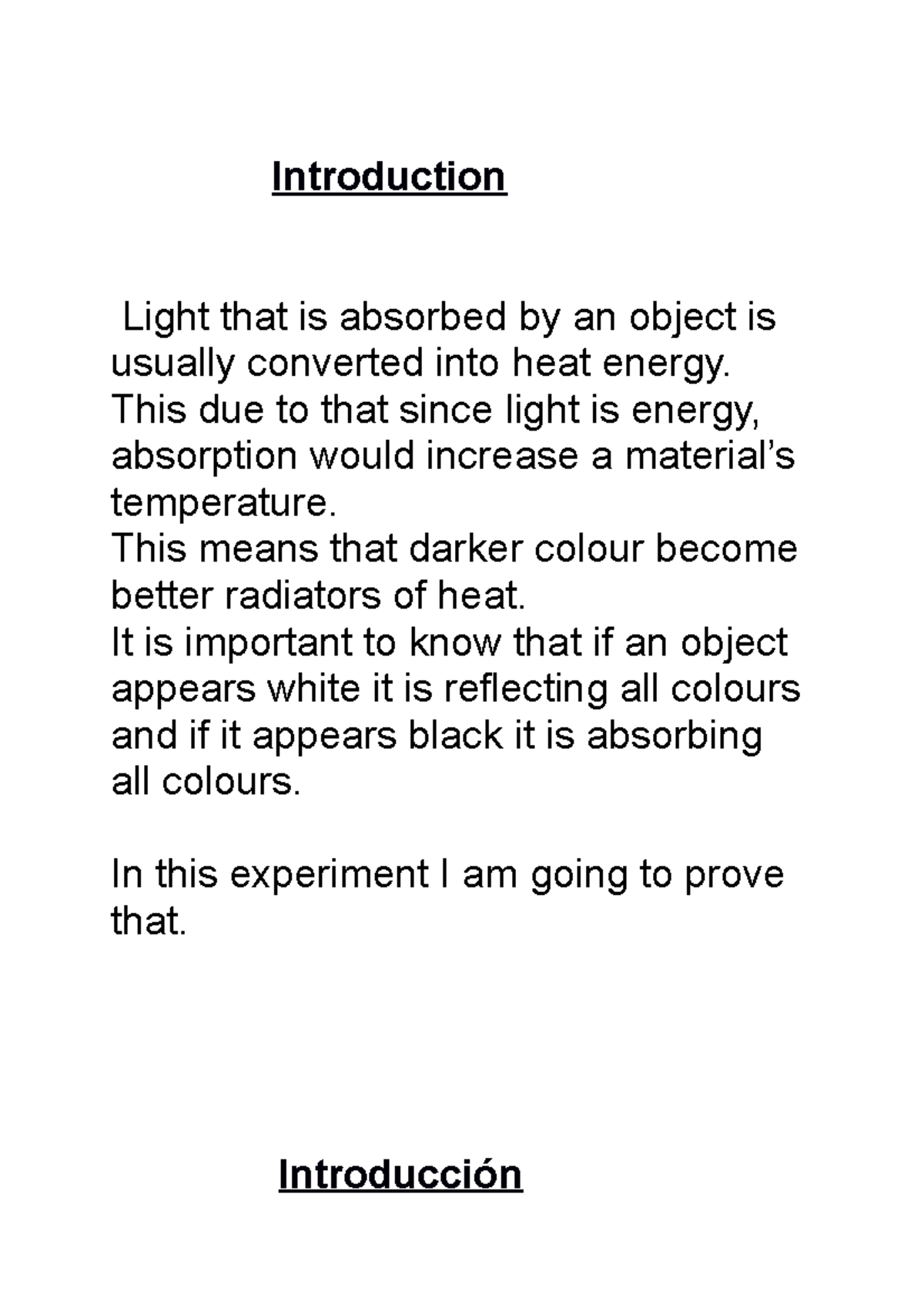 Material Introduction Light That Is Absorbed By An Object Is Usually