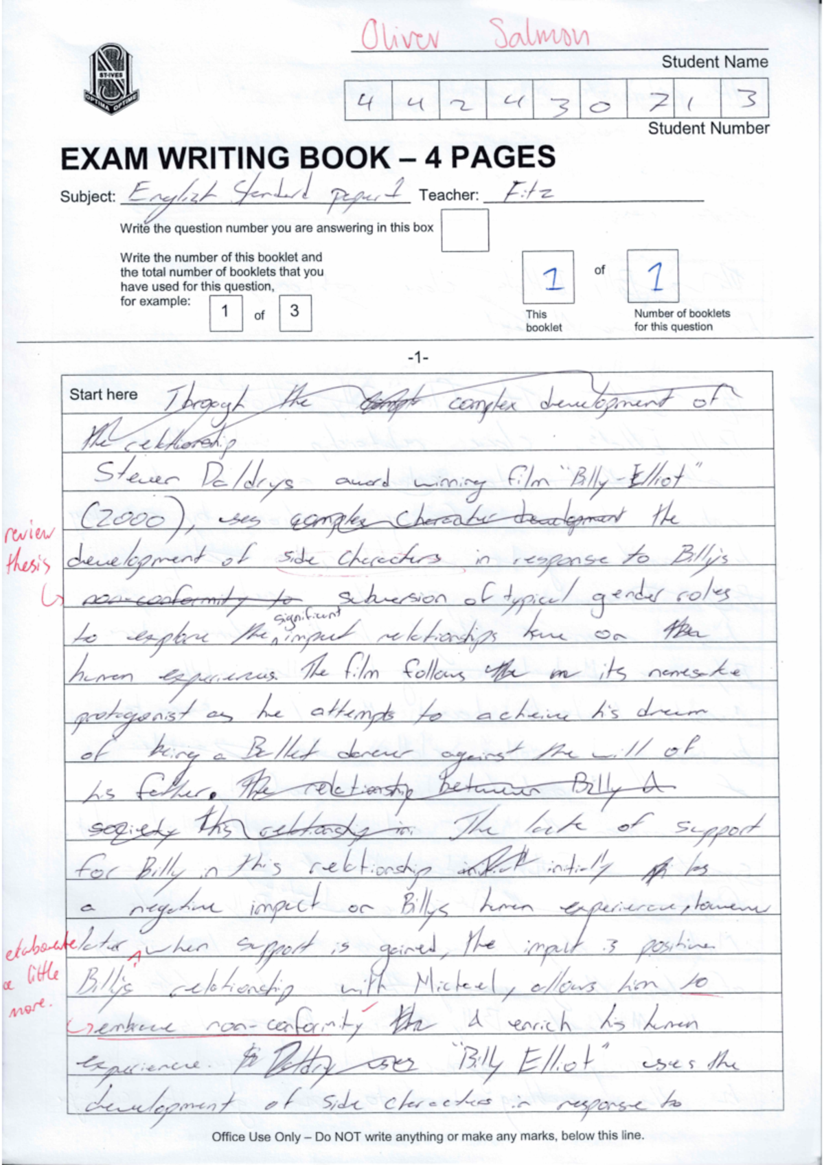 Trials - Common - Trial paper handwritten - Oliver Salmon Student Name ...