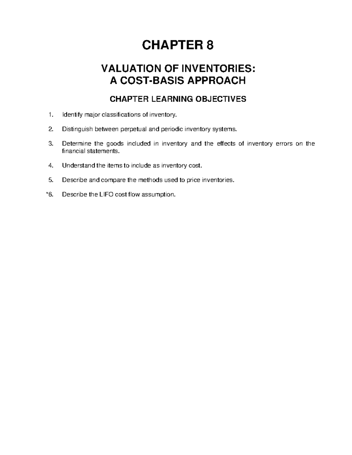 Valuation OF Inventories - CHAPTER 8 VALUATION OF INVENTORIES: A COST ...