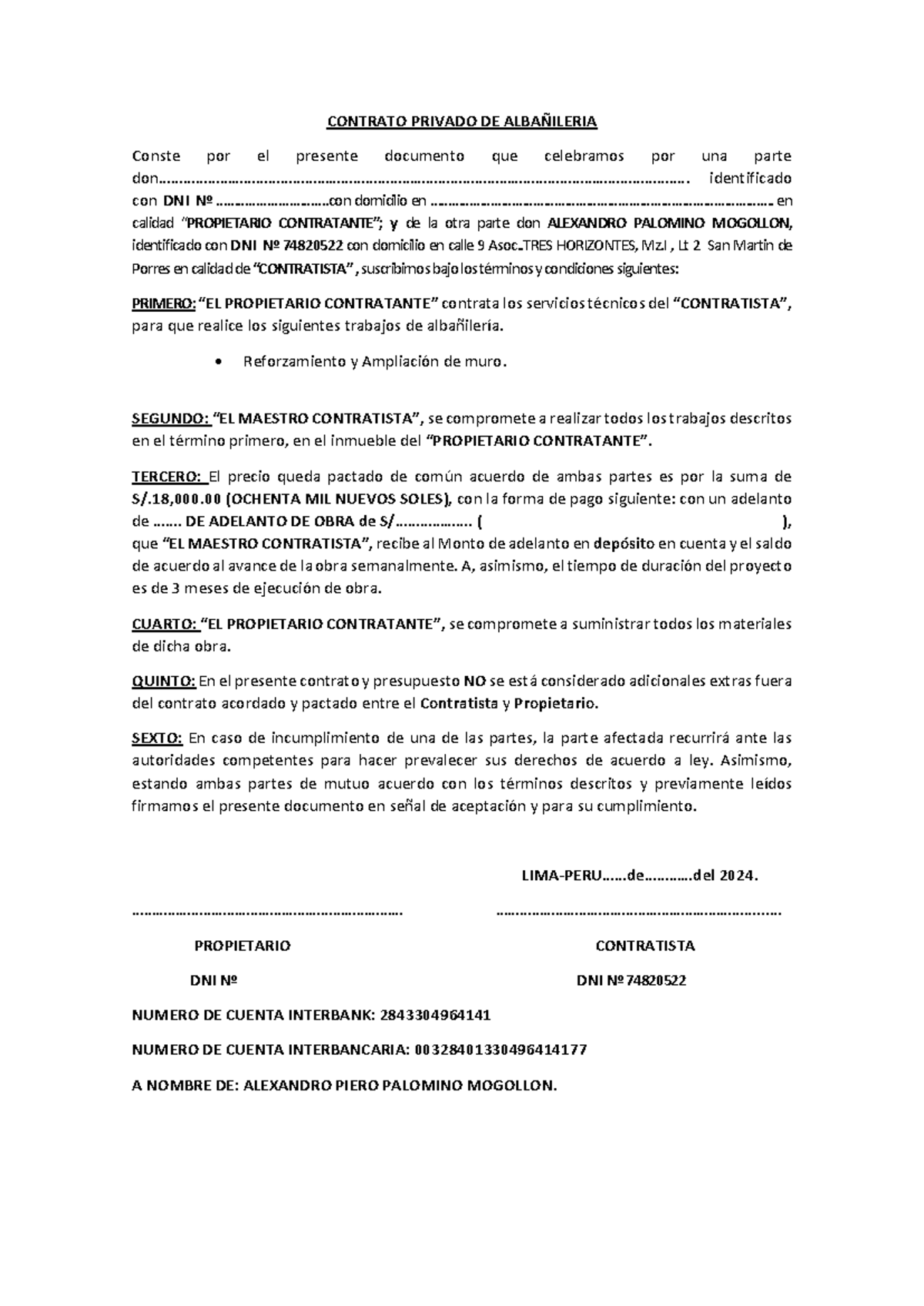 Alejandrita Ejercicios Contrato Privado De AlbaÑileria Conste Por El Presente Documento Que 4069