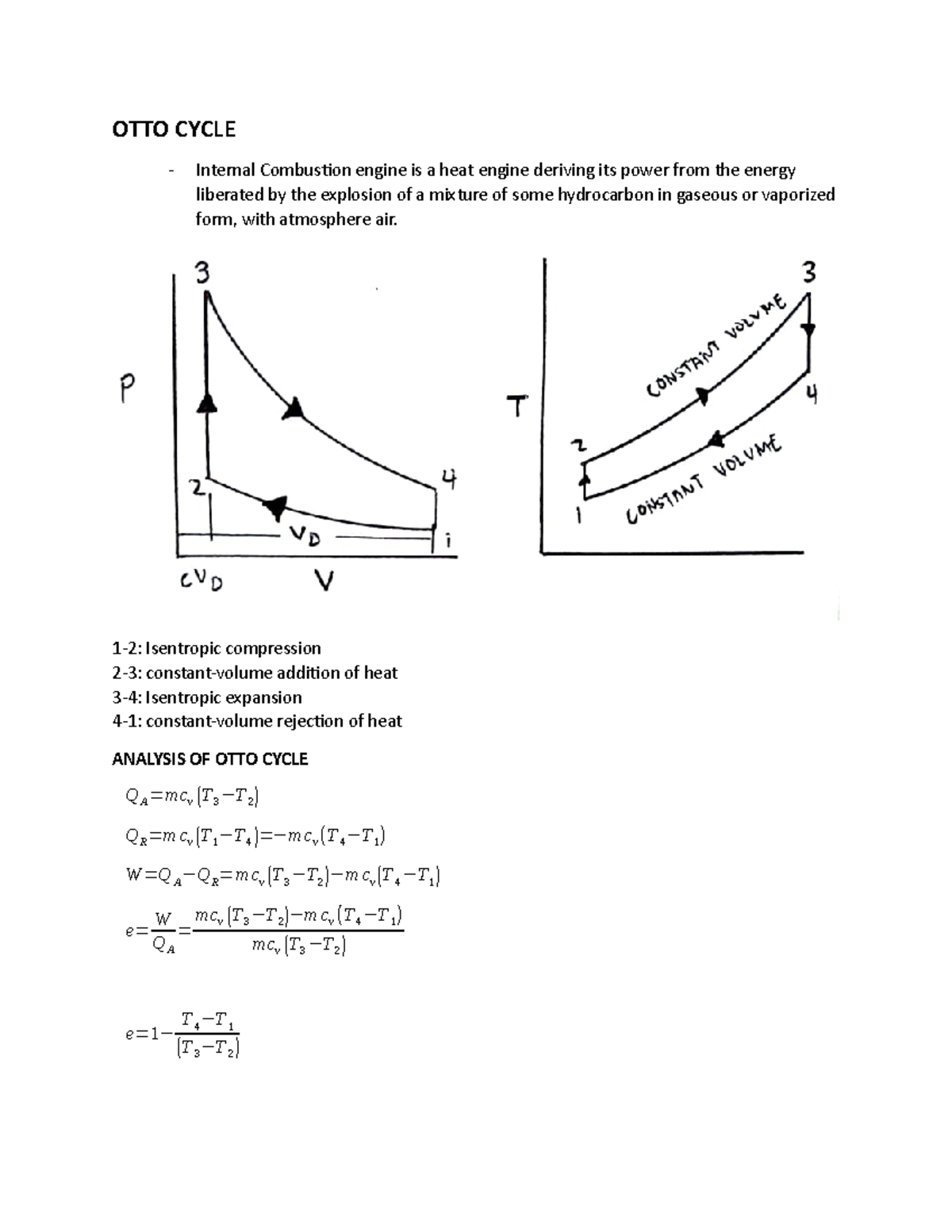 OTTO, Diesel and DUAL Cycle Reviewer - OTTO CYCLE Internal Combustion ...