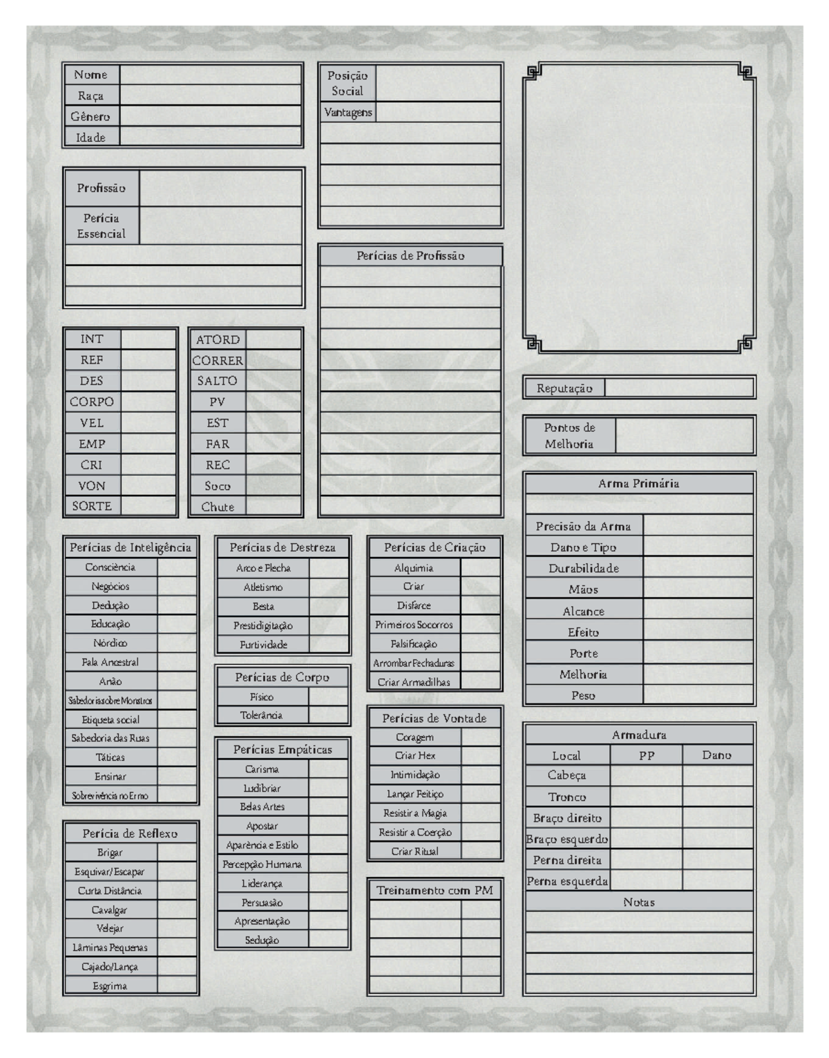 The witcher rpg ficha de personagem 147848 - 326 Nome Raça Gênero Idade ...