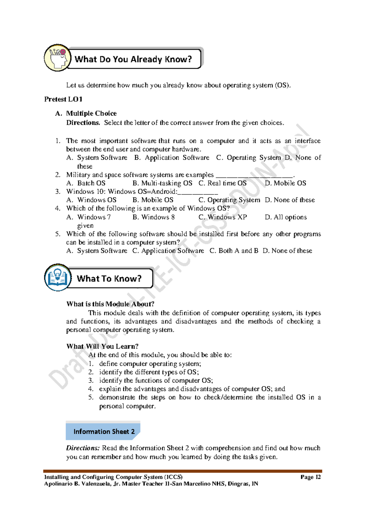 Module css 10 L2 Operating System Installing and Configuring Computer