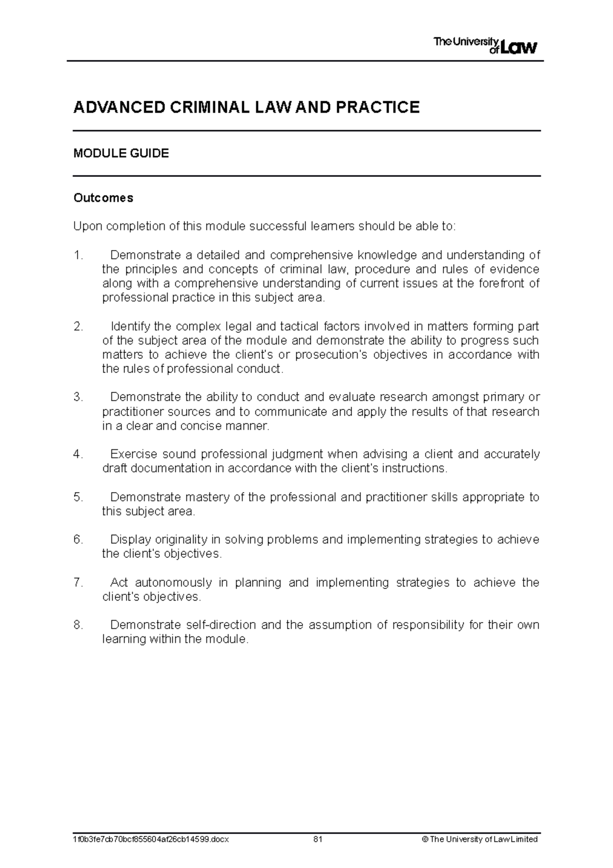 2021 and 2022 module guide for legal practice course - ADVANCED ...