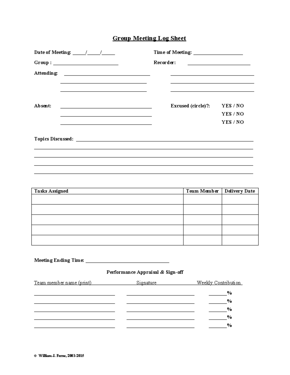 Group Meeting Log Sheet - Ferns, 2003- - Studocu