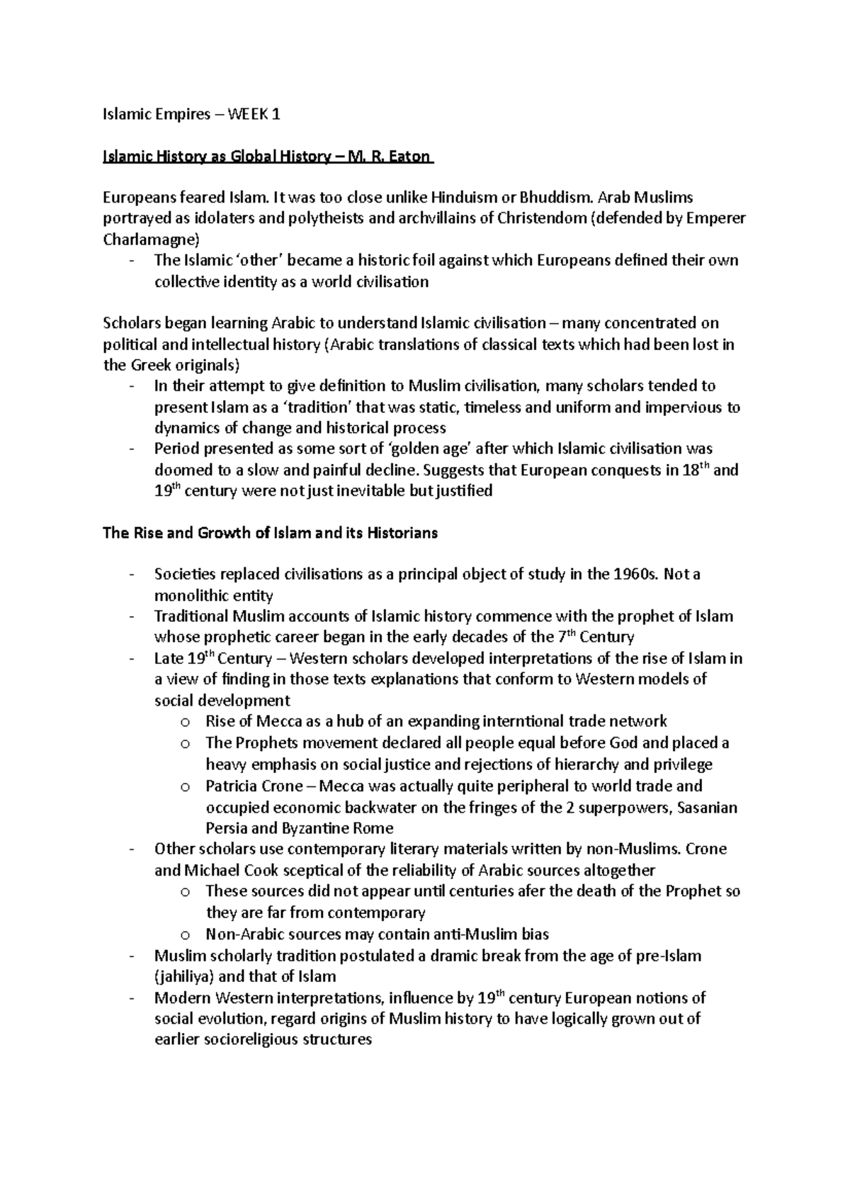 HY243 WEEK 1 Introduction The Ottomans, Safavids and Mughals in