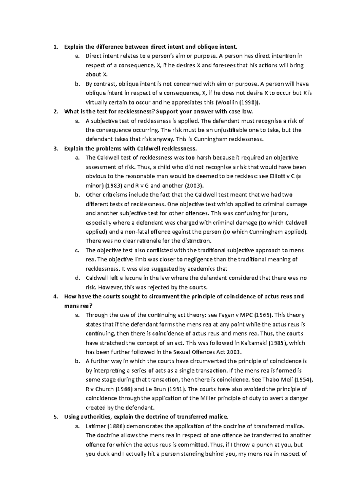 Week 3 Tasks Explain the difference between direct intent and oblique