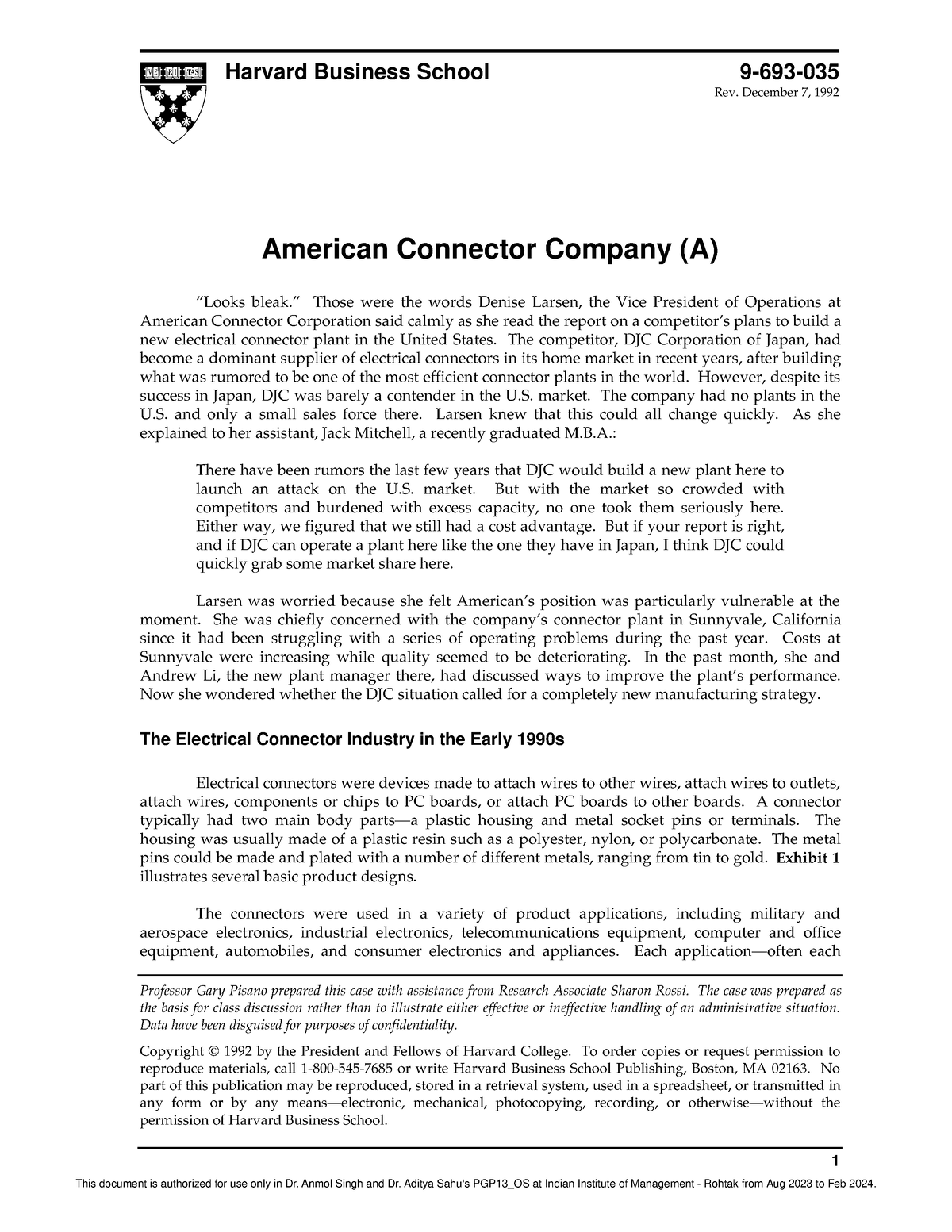 american connector company case study pdf