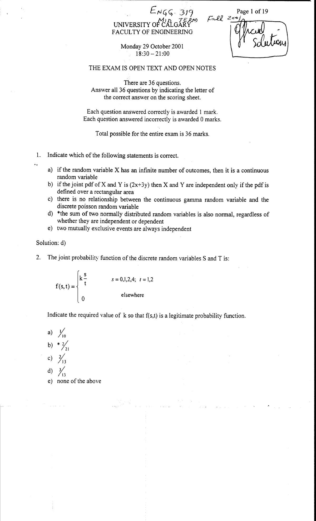 Midterm Exam 11 October 2011, questions and answers - E1059 Pagelof19 7 ...