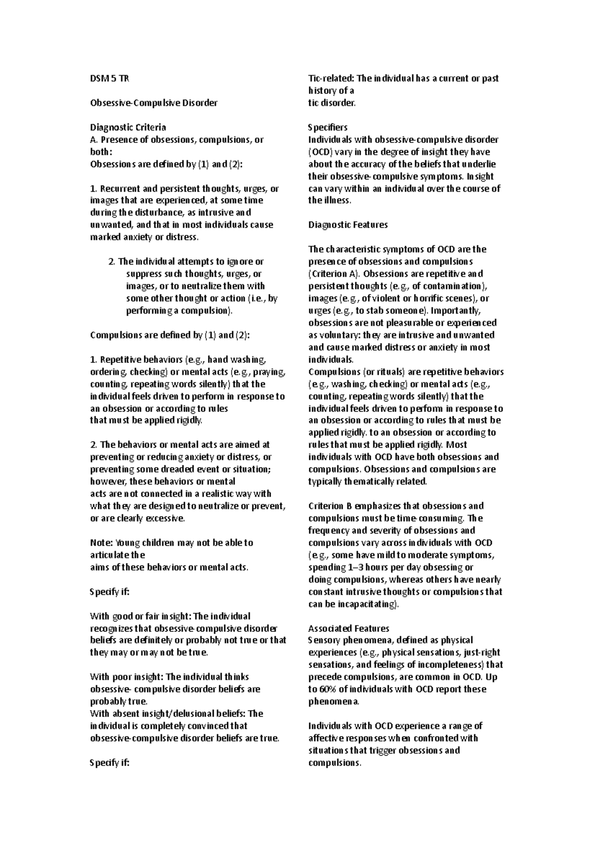 DSM 5 TR - ....... - DSM 5 TR Obsessive-Compulsive Disorder Diagnostic ...