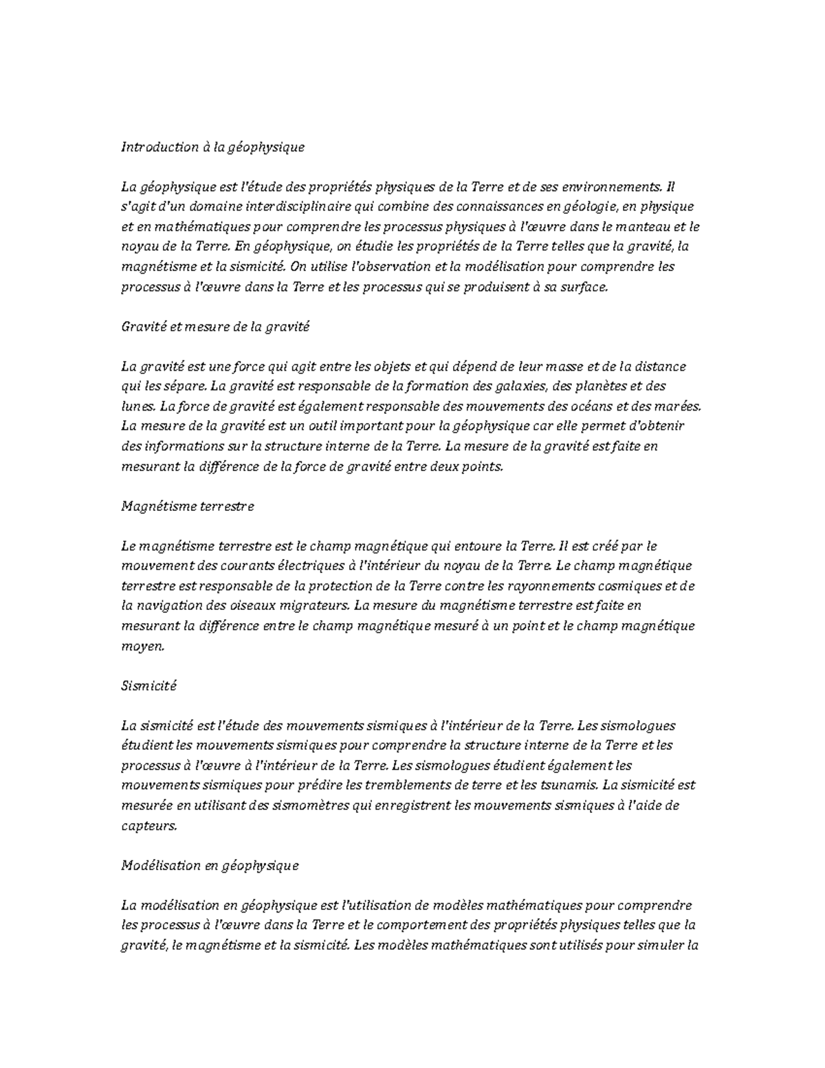 Geophysics Study Notes - Introduction à la géophysique La géophysique ...
