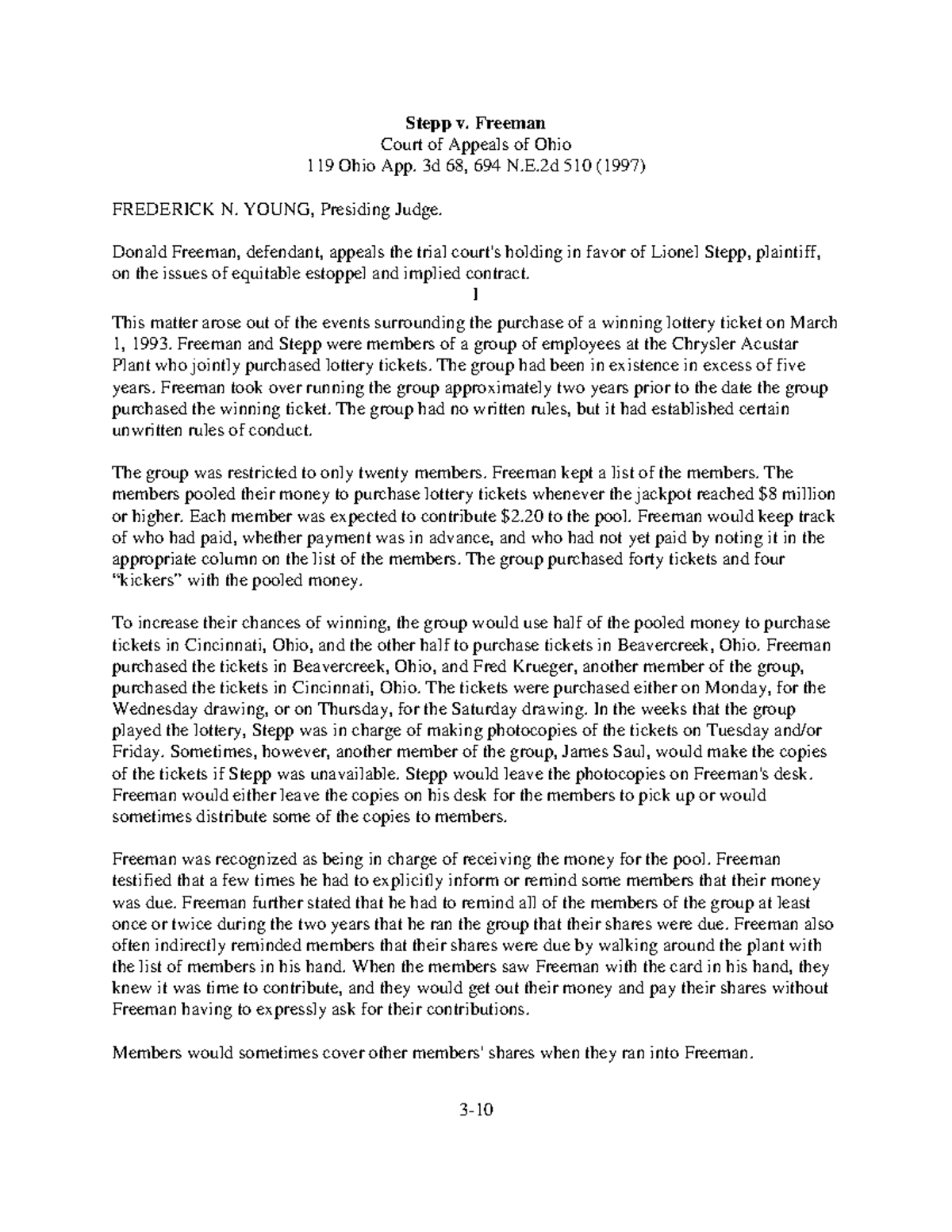 Step v. Freeman Anderson Fall 2022 Stepp v. Freeman Court of