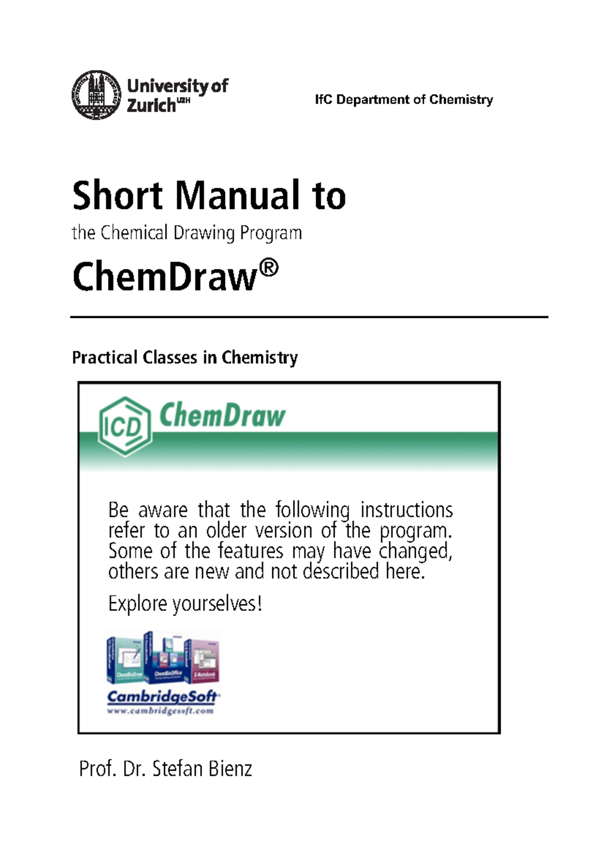 Intro cdraw Manual Short Manual to the Chemical Drawing Program